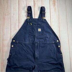 Carhartt Bib Overalls 52x30 Navy Blue Uninsulated Relaxed Fit Double Knee